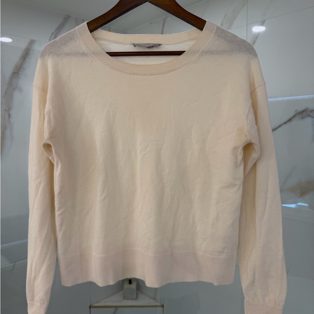 Everlane Women’s Cream Wool Cotton Crewneck Sweater Small